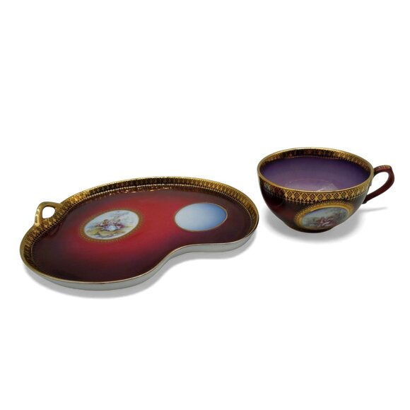 SOVEREIGN Cup And Kidney Shaped Tray Ceramic England Vintage - Picture 7 of 12